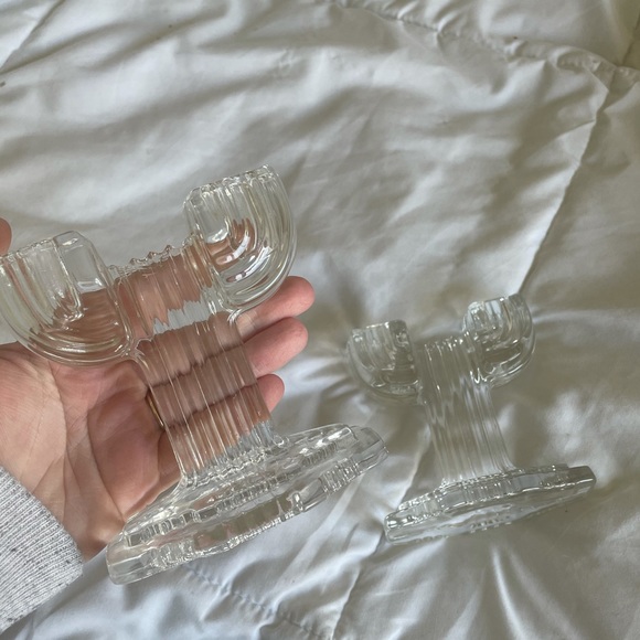 Set of 2 cactus shaped candlestick holders